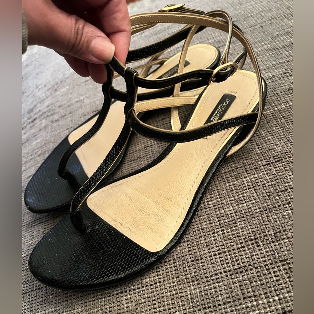 Dolce & Gabbana Black Strappy Ankle Sandals Sz 36.5 US 5.5